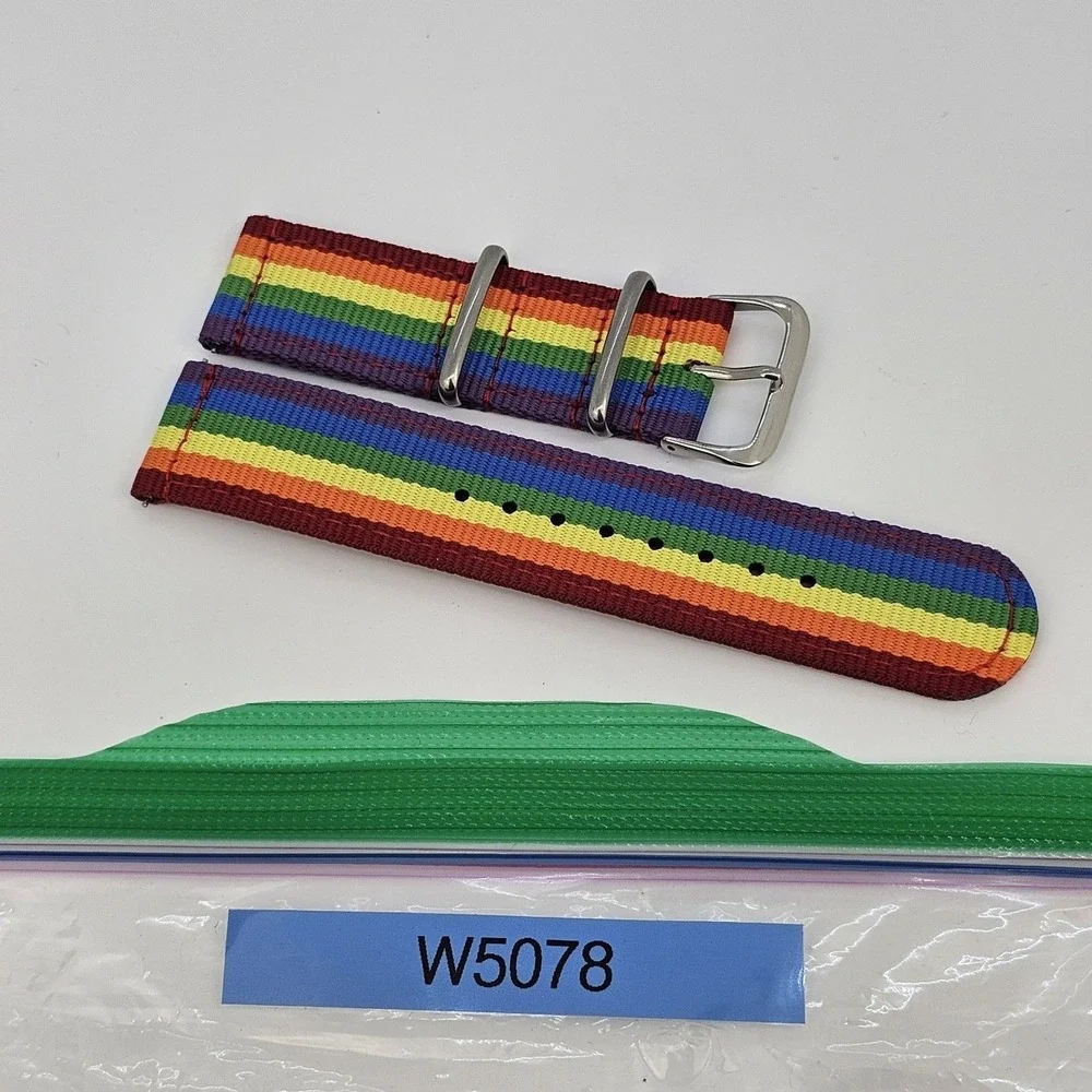 22MM Rainbow Multicolor Canvas Nylon Watch Bands Quick Release‎ Two-Piece Straps